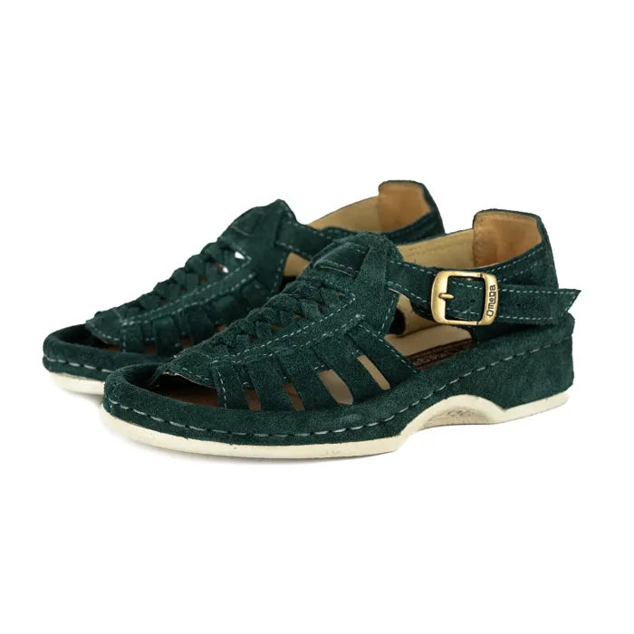 OKOM021 : Leather Sandal in Forest Suede – Omega