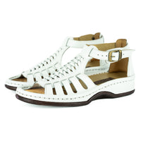 Fassie : Leather Sandal in White Soft Saddle