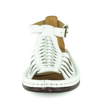 Fassie : Leather Sandal in White Soft Saddle
