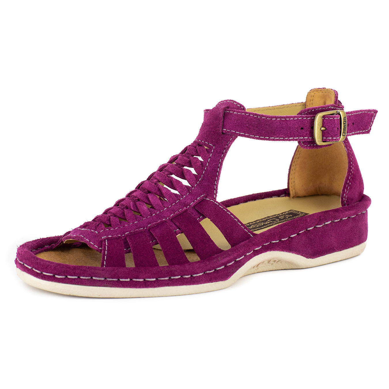 Fassie : Leather Sandal in Cerise Suede