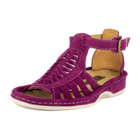 Fassie : Leather Sandal in Cerise Suede