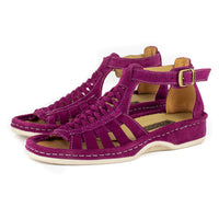 Fassie : Leather Sandal in Cerise Suede