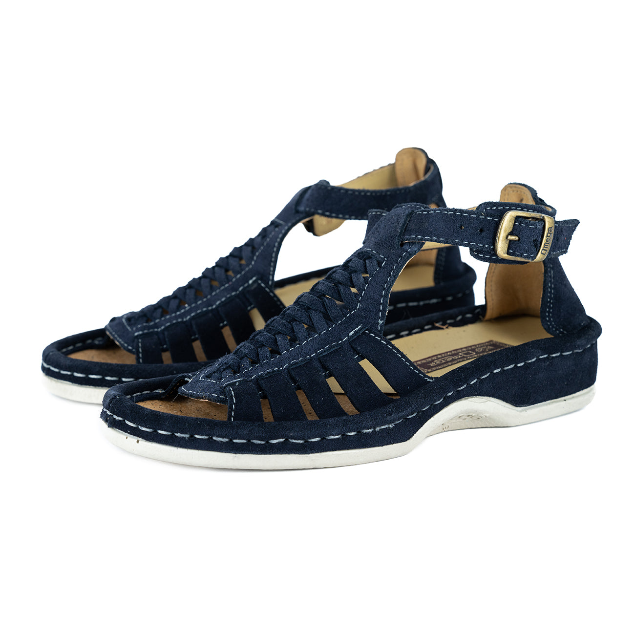 Fassie : Leather Sandal in Navy Suede