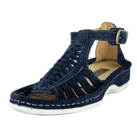 Fassie : Leather Sandal in Navy Suede