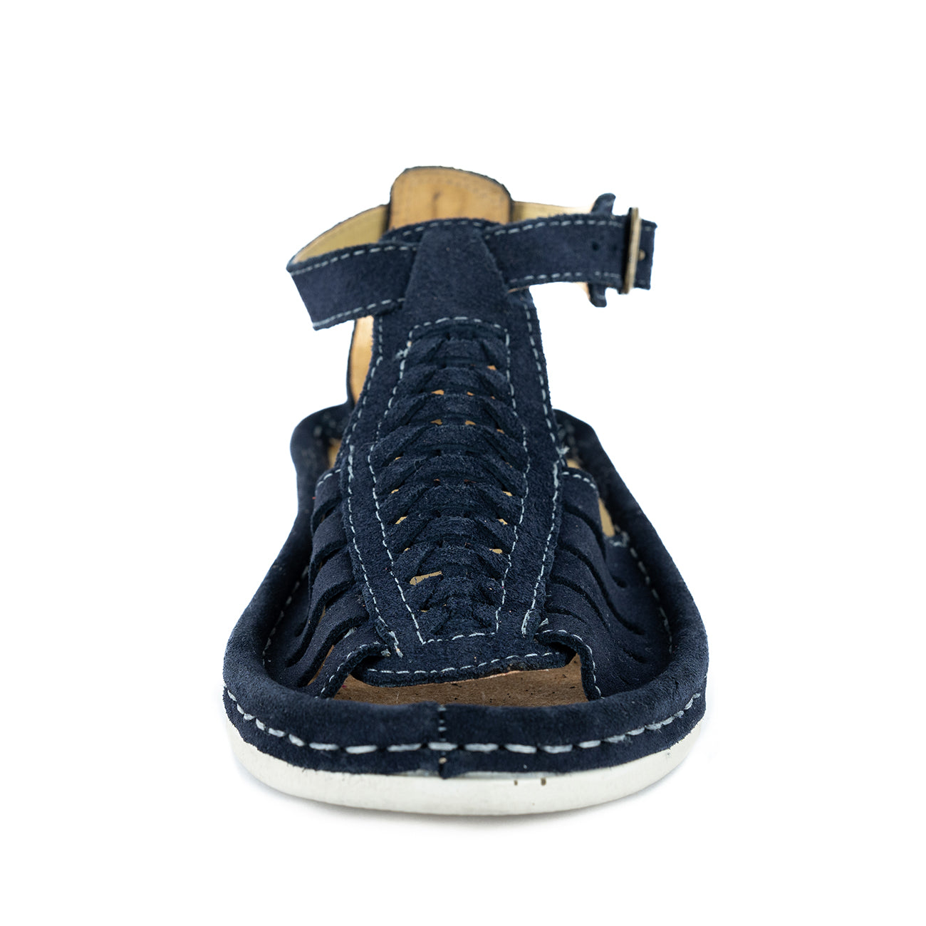 Fassie : Leather Sandal in Navy Suede