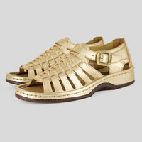 Kgosi : Leather Sandal in Gold Foil Leather