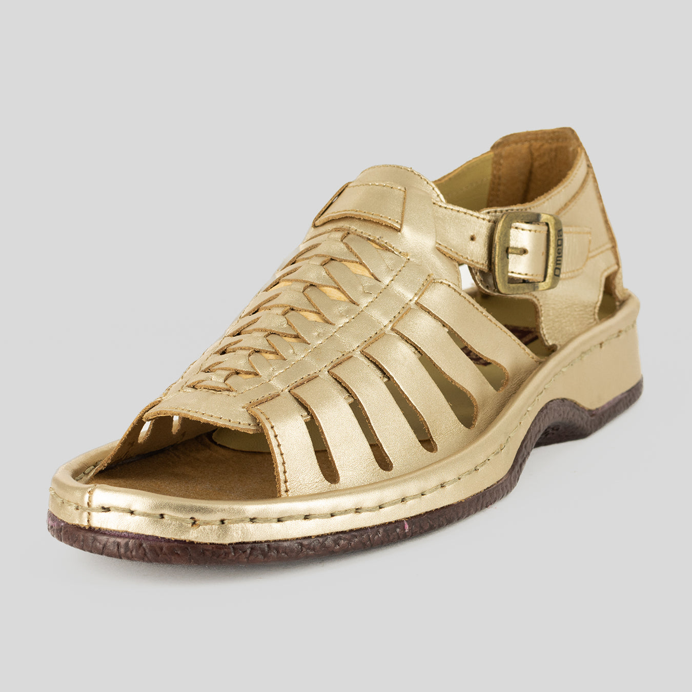 Kgosi : Leather Sandal in Gold Foil Leather