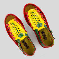 Kgosi : Leather Sandal in Red, Yellow and Sage Soft Saddle