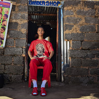 Kgosi : Leather Sandal in Red Soft Saddle