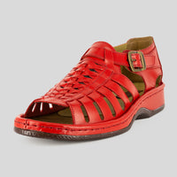 Kgosi : Leather Sandal in Red Soft Saddle