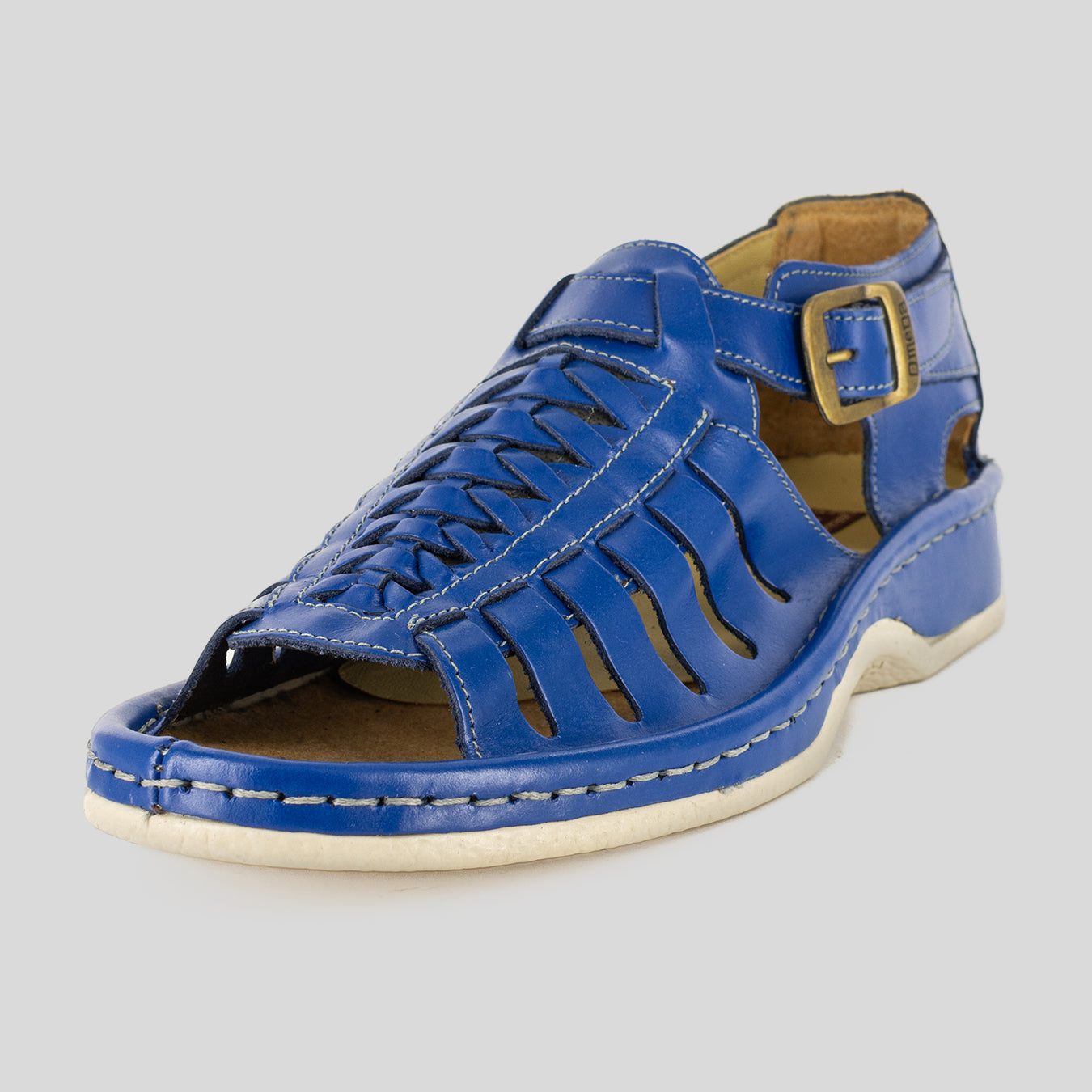 Kgosi : Leather Sandal in Blue Bugatti Soft Saddle