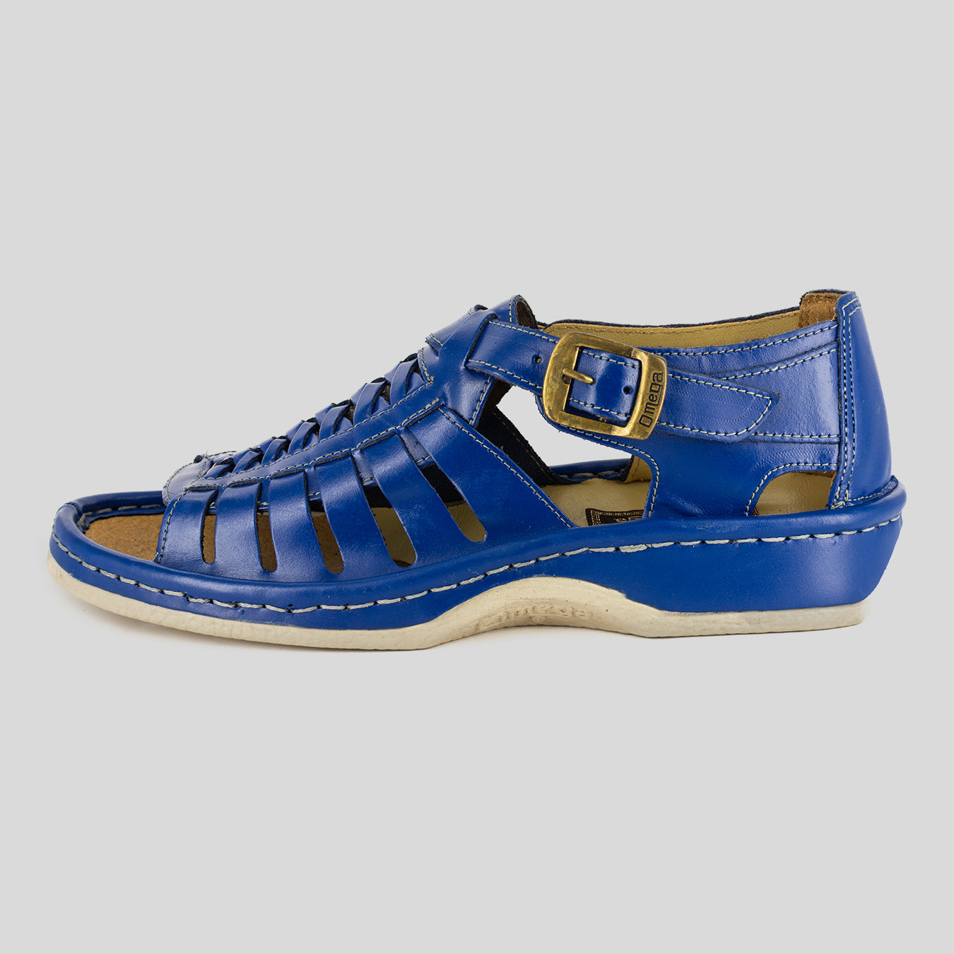 Kgosi : Leather Sandal in Blue Bugatti Soft Saddle