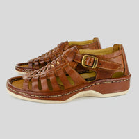 Kgosi : Leather Sandal in Terracotta Buffalo Leather with Beige Detail