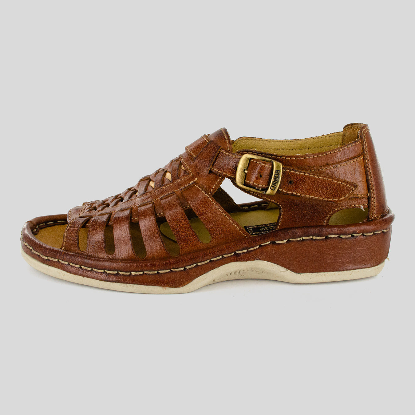 Kgosi : Leather Sandal in Terracotta Buffalo Leather with Beige Detail