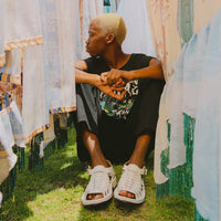 Kgosi : Leather Sandal in White Soft Saddle Leather