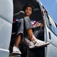 Kgosi : Leather Sandal in White Soft Saddle Leather