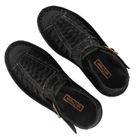 Kgosi : Leather Sandal in Black Suede