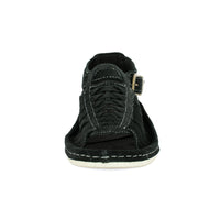 Kgosi : Leather Sandal in Black Suede