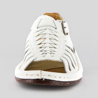 Kgosi : Leather Sandal in White Soft Saddle Leather
