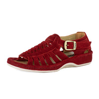 Kgosi : Leather Sandal in Red Suede