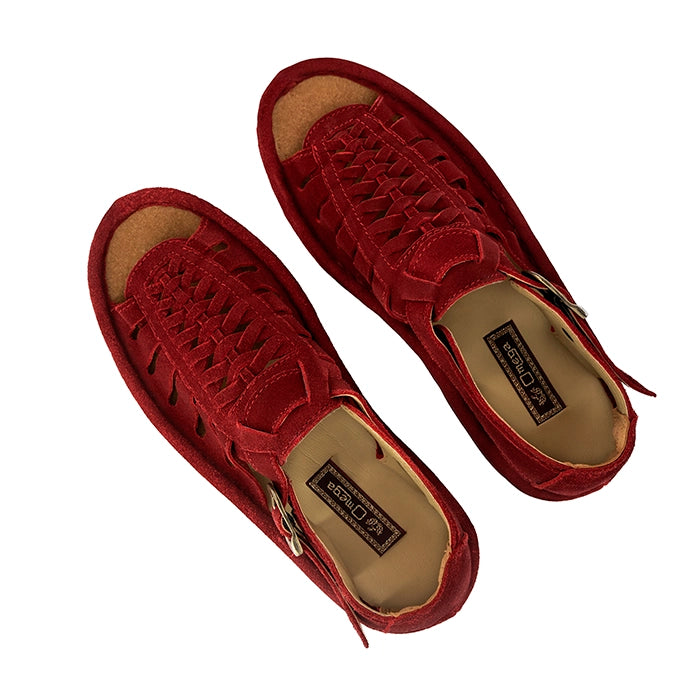 Kgosi : Leather Sandal in Red Suede