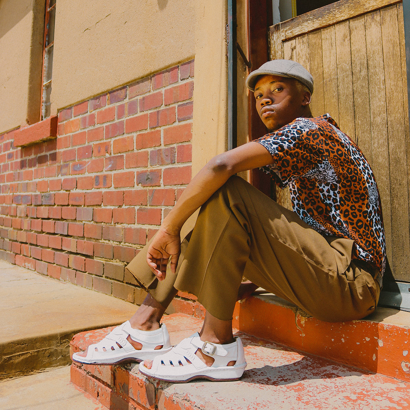 Duna : Leather Sandal in White Soft Saddle Leather