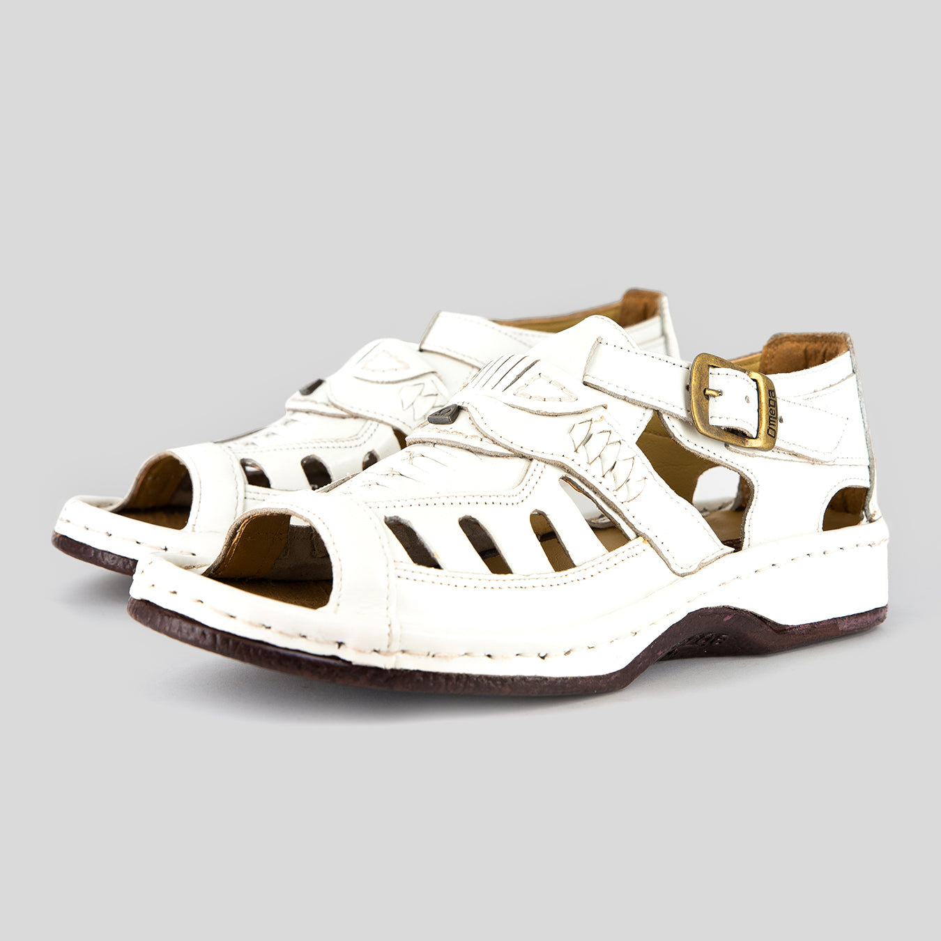 Duna : Leather Sandal in White Soft Saddle Leather
