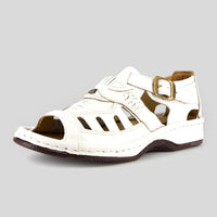Duna : Leather Sandal in White Soft Saddle Leather