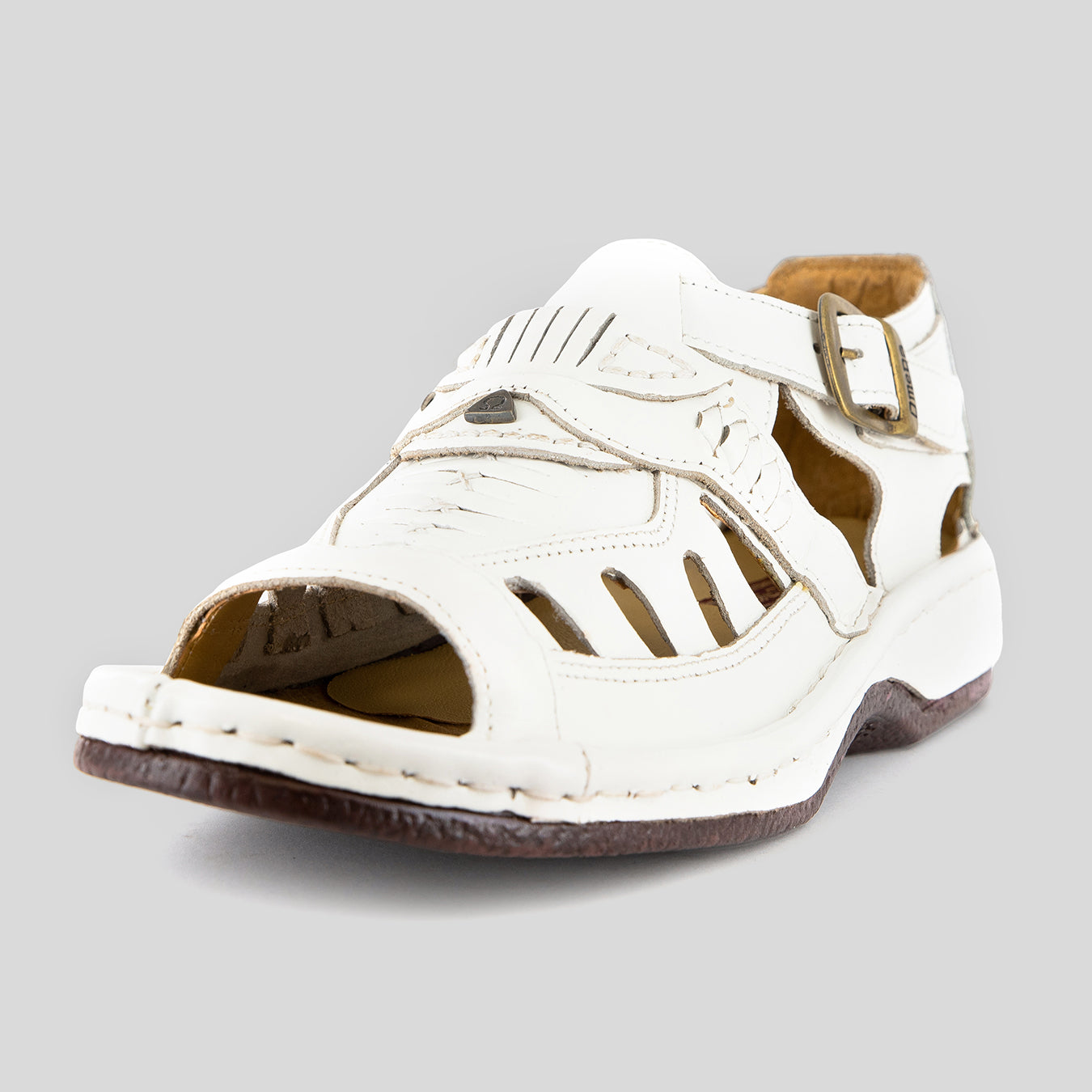 Duna : Leather Sandal in White Soft Saddle Leather