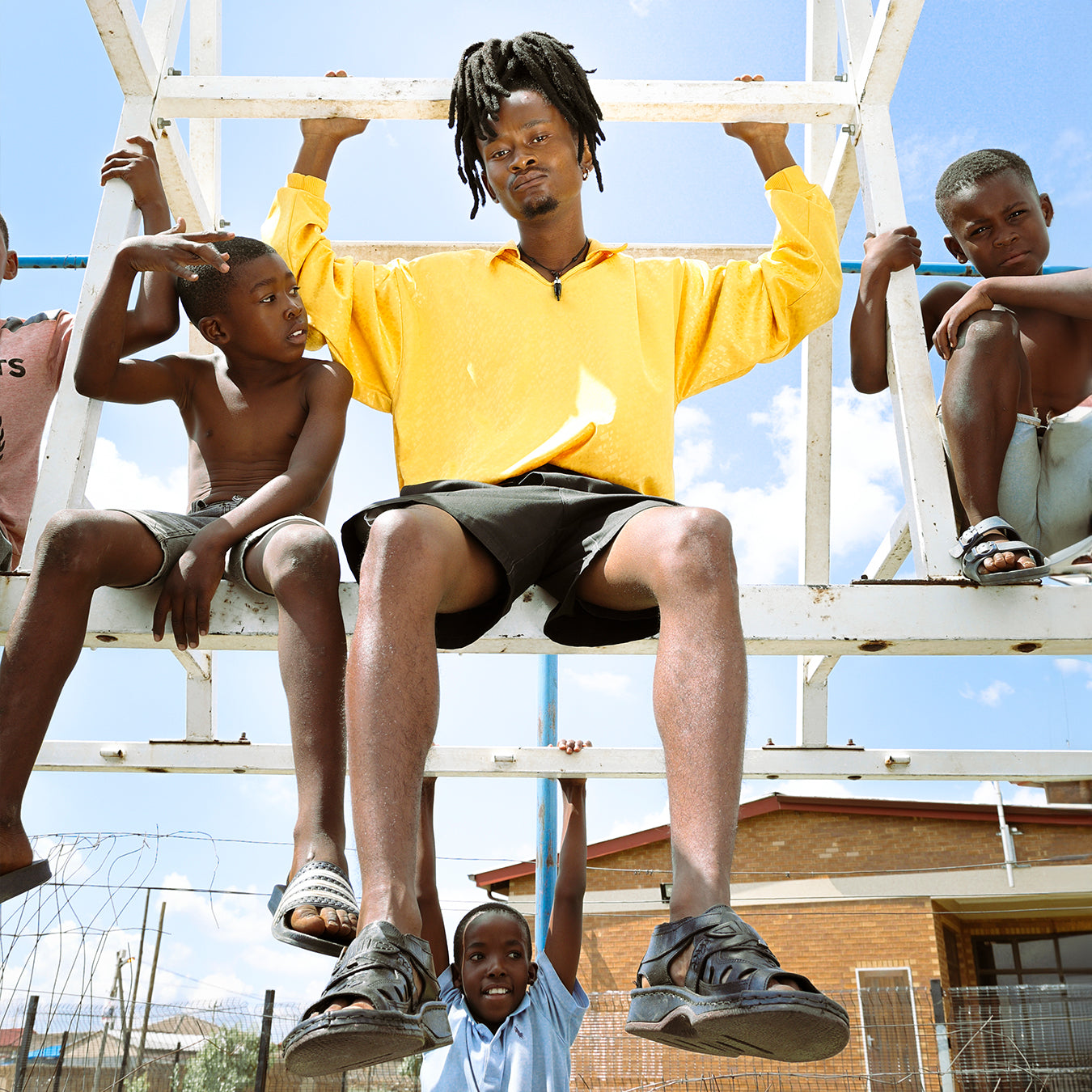 Duna : Leather Sandal in Black Buffalo Leather