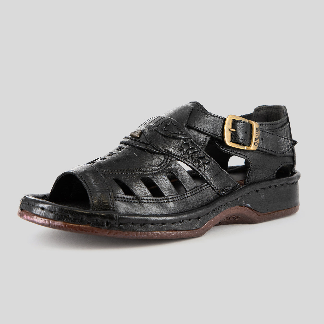 Duna : Leather Sandal in Black Buffalo Leather