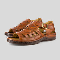 Duna : Leather Sandal in Terracotta Buffalo Leather
