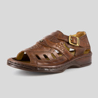 Duna : Leather Sandal in Earth Buffalo Leather