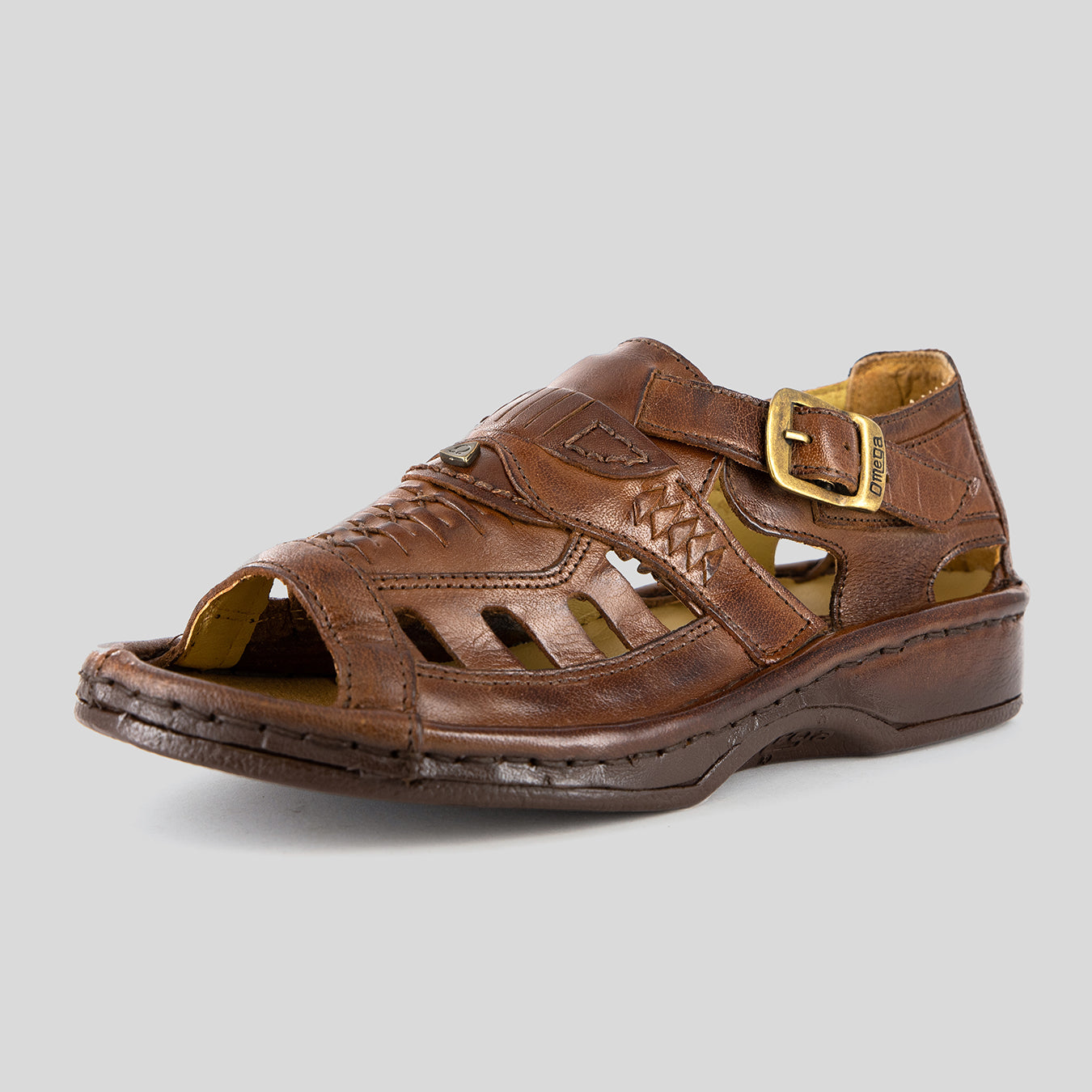 Duna : Leather Sandal in Earth Buffalo Leather