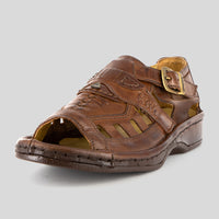 Duna : Leather Sandal in Earth Buffalo Leather