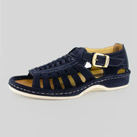 Kgosi : Leather Sandal in Navy Suede