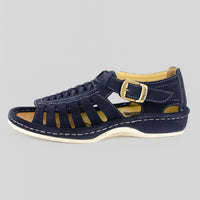 Kgosi : Leather Sandal in Navy Suede