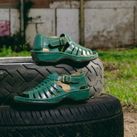 Kgosi : Leather Sandal in Sage Soft Saddle