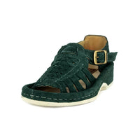 Green sandal with a buckle on a white background