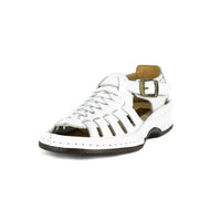 White sandal with brown insole on a white background