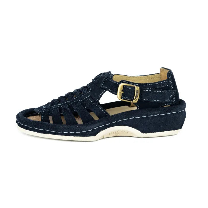 OKOM021 : Leather Sandal in Navy Suede