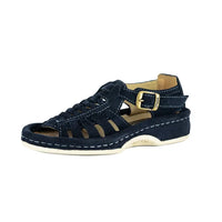 OKOM021 : Leather Sandal in Navy Suede