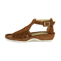 OLOM001 : Leather Sandal in Tan Suede