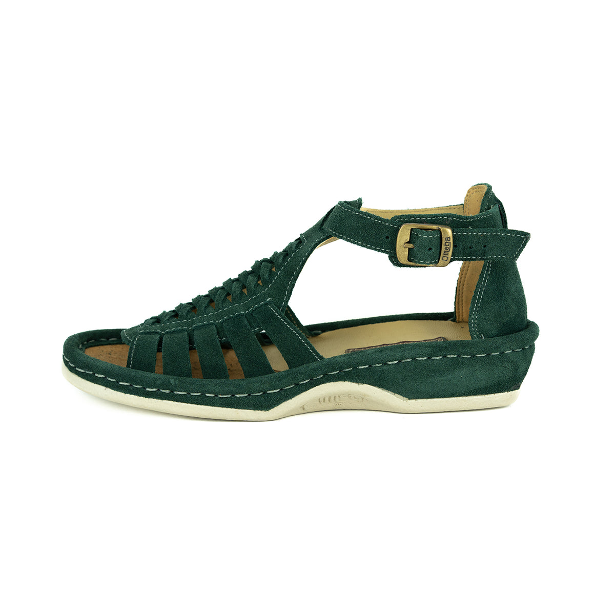 Fassie : Leather Sandal in Forest Suede