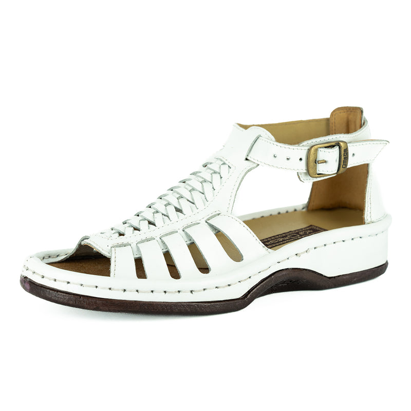 OLOM001 : Leather Sandal in White Soft Saddle