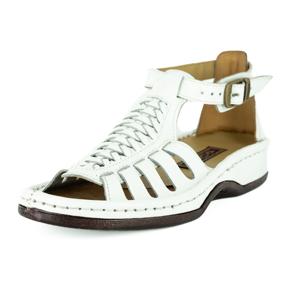 Fassie : Leather Sandal in White Soft Saddle