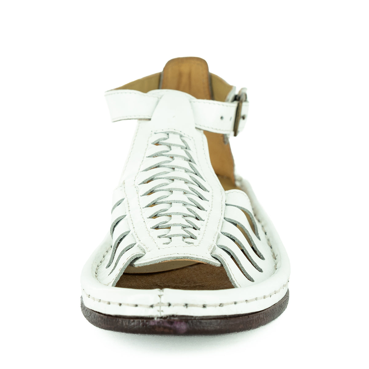Fassie : Leather Sandal in White Soft Saddle