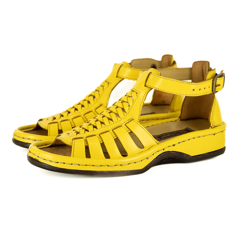 OLOM001 : Leather Sandal in Yellow Soft Saddle