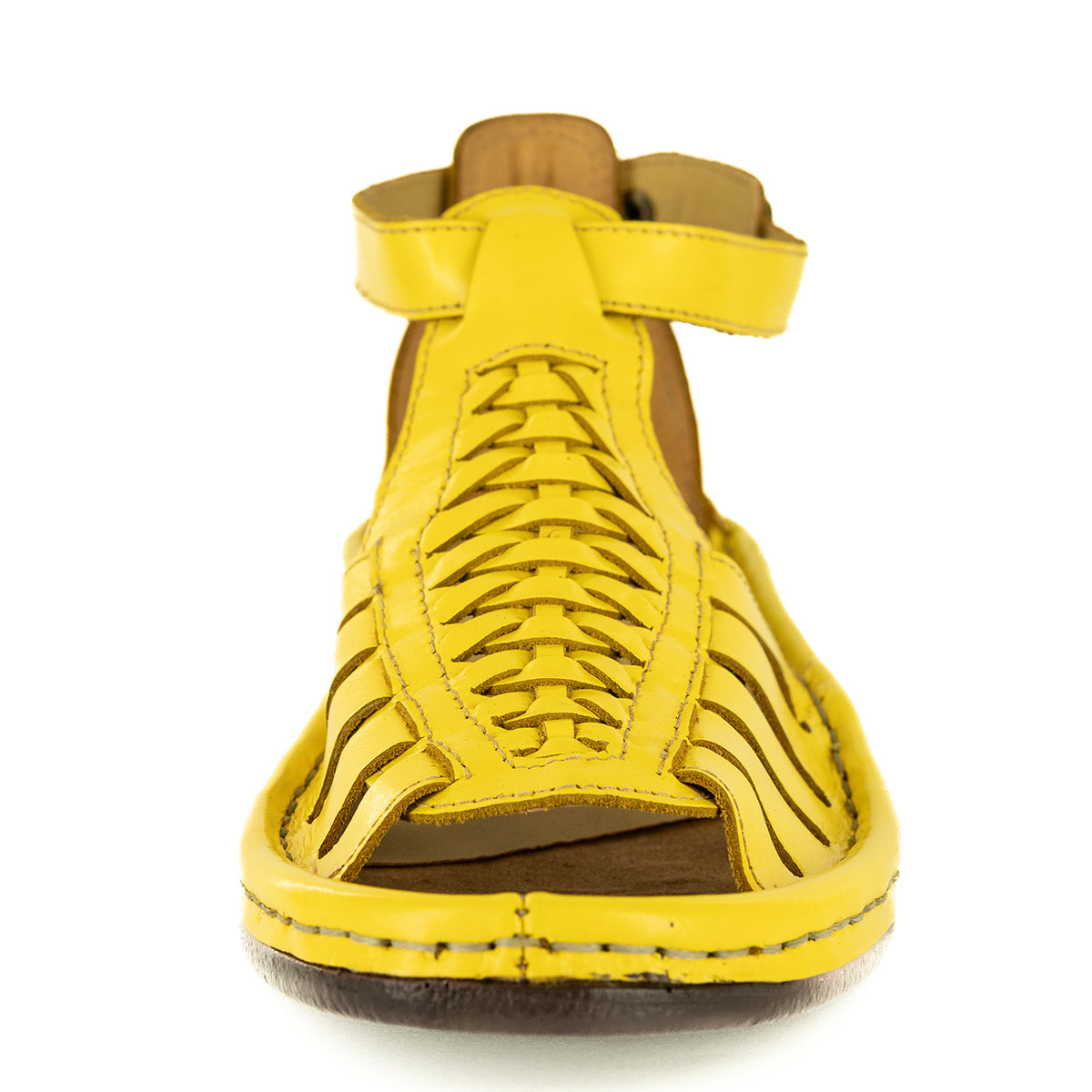 Fassie : Leather Sandal in Yellow Soft Saddle