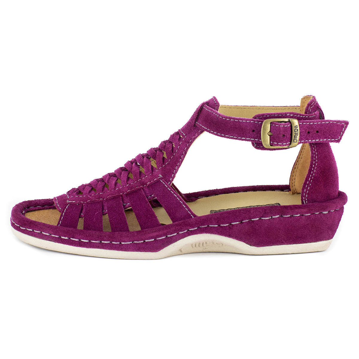 Fassie : Leather Sandal in Cerise Suede